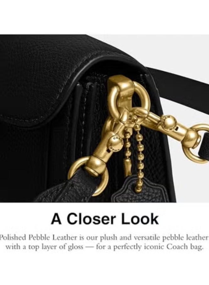 كوتش اوت ليت شنطة كوتش تابّي كتف مقاس 26 من قماش Signature بلون أسود مع جلد طبيعي – 91215 - Image 3